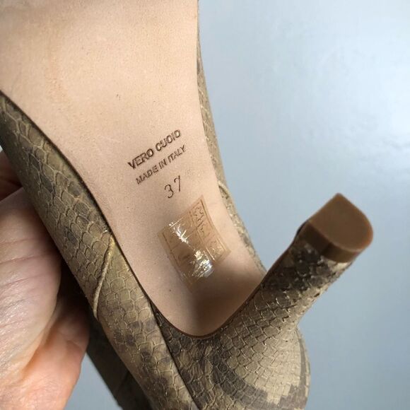 NEW PARIS TEXAS Slip On Leather Boots Sz 37 Snake Print Mid Calf Pointy Toe - Picture 13 of 15